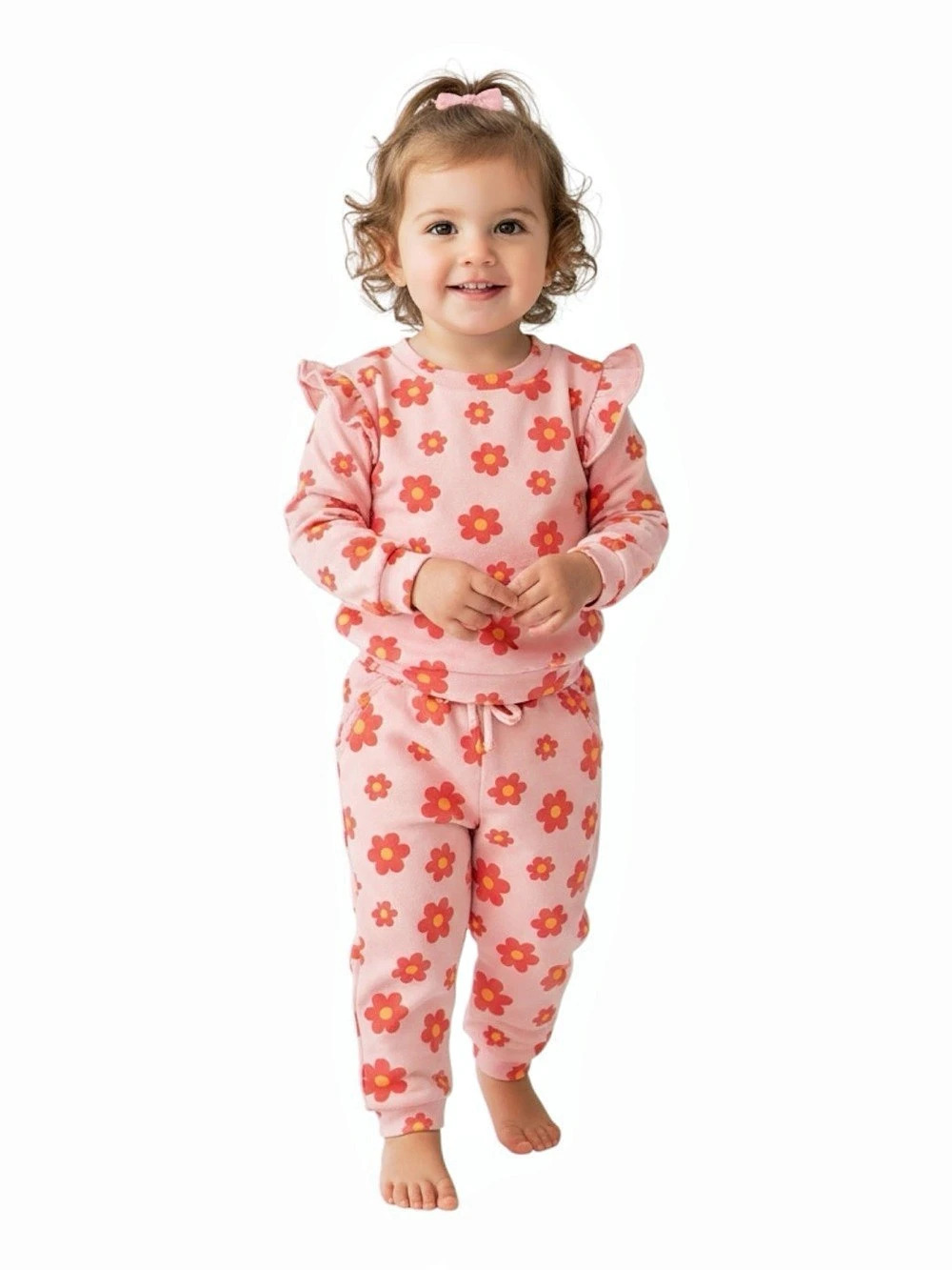 Cat & Jack Toddler Girls Floral Ruffle Sweatshirt and Jogger Set
